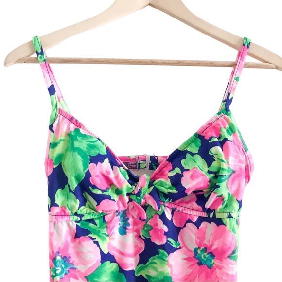 Vintage Floral Swimsuit Neon Retro One Piece Swimwear - Picture 2 of 5